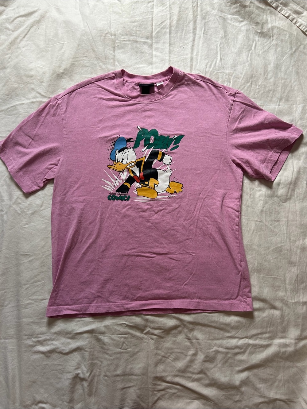 H&M Pink Donald Duck Graphic Short Sleeve Tee